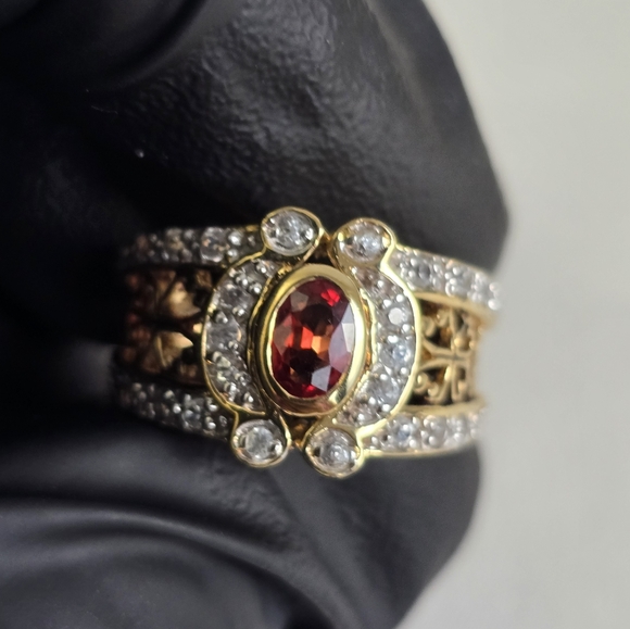 Watch Video  / Sterling Silver 925 Gold Ring - Picture 5 of 9